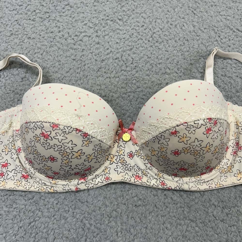 Jessica Simpson Bra 36C Push Up Bra Demi 70s Theme  Farmhouse Pin up